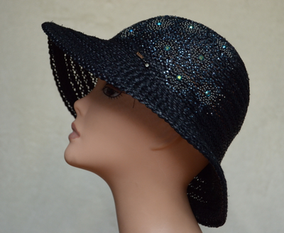 Шляпа с украшениями камнями Vizio Италия 6004 F 1 черная