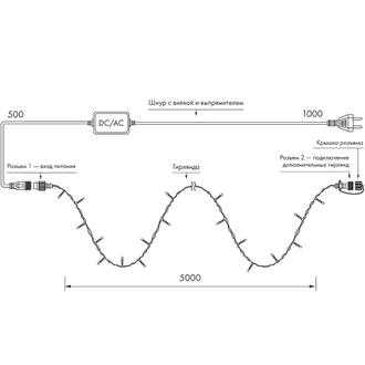 Светодиодная гирлянда Ardecoled ARD-STRING-HOME-5000-CLEAR-50LED-STD  (230V, 3.5W, IP20)
