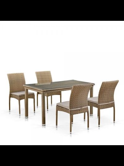 Комплект плетеной мебели T256B/Y380B-W65 Light Brown (4+1)