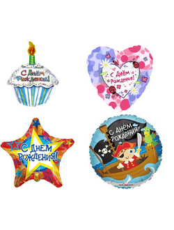 СЕРДЦА, КРУГИ И ЗВЕЗДЫ "С ДНЕМ РОЖДЕНИЯ" ИЗ ФОЛЬГИ В ОРЛЕ