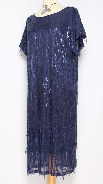 ПЛАТЬЕ НАРЯДНОЕ "ПАЙЕТКИ" синее р.54