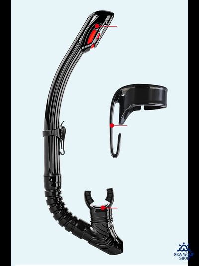 Трубка для дайвинга WAVE сухая, черный силикон