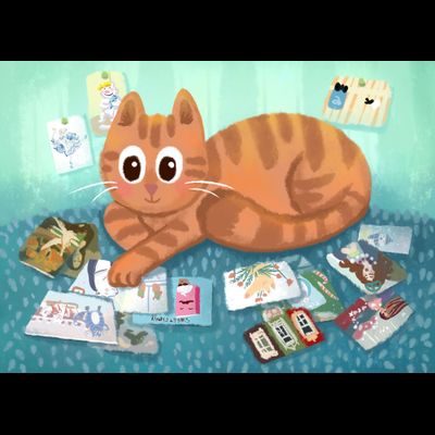 D0565 Котик с открытками