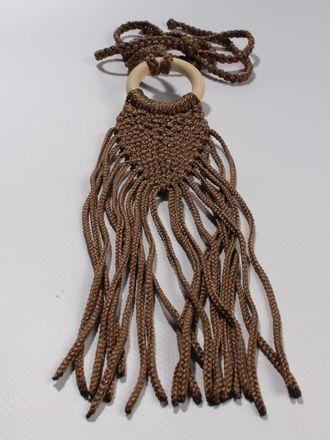 Подвеска Бохо макраме "Кольцо бахрома" кофе