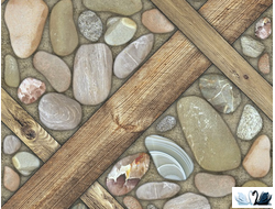 Керамогранит Belani Аризона GP коричневый 418 х 418 мм сочетание камней и дерева в магазине в Marysя