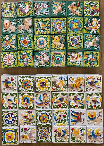 Изразцовая плитка "Древние символы" // 10*10