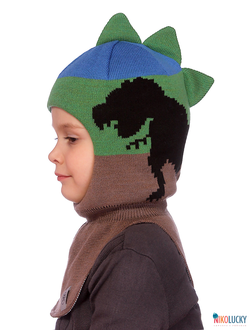 Шапка-шлем 20101-09  светло-коричневый, ярко-синий р.48-50