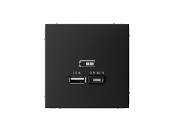 Systeme Electric ArtGallery Карбон USB Розетка A + тип-C 45Вт QC, PD, механизм GAL001029