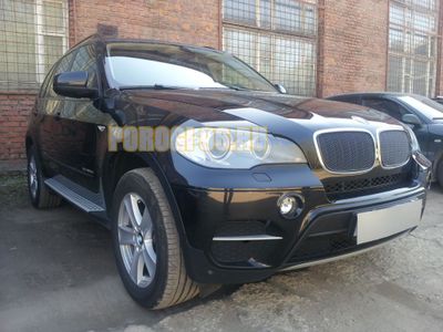 Защита радиатора BMW X5 E70 2006-2013 / BMW X6 2008-2014- (3D) black PREMIUM
