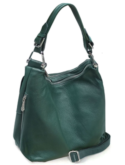 (АРТИКУЛ: 9812/82) СУМКА МЕШОК ЖЕНСКАЯ, СРЕДНЕГО РАЗМЕРА, НАТУРАЛЬНАЯ КОЖА, ТЕМНО-ЗЕЛЕНАЯ, ДВА ОТДЕЛЕНИЯ, РУЧКА И РЕМЕНЬ ЧЕРЕЗ ПЛЕЧО