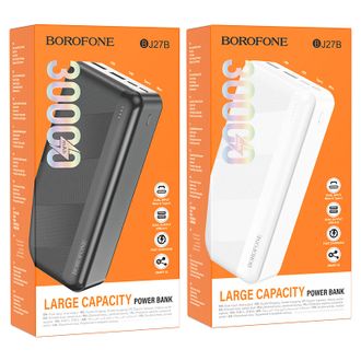 6974443388046 Внешний аккумулятор Borofone BJ27B 30000mAh 2USB 2.1A Li-pol батарея с LED-индикатором   (White)