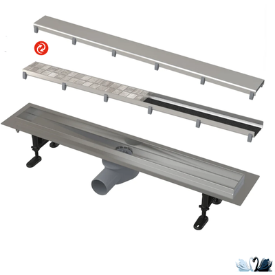 Душевой лоток Alcadrain APZ13-DOUBLE9-750 Fit and Go в комплекте с решеткой