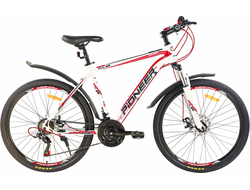 PIONEER PULSE 26'' White-red (21 скорость, Shimano, диск. тормоза)