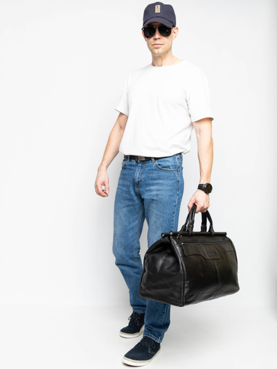 Кожаный саквояж Otranto black (арт. 4006-01)