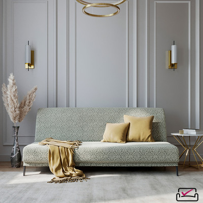 Чехол на 3х местный диван Без подлокотников , диван-книжку, диван Клик-кляк  Жаккард Вензель Серый. Россия