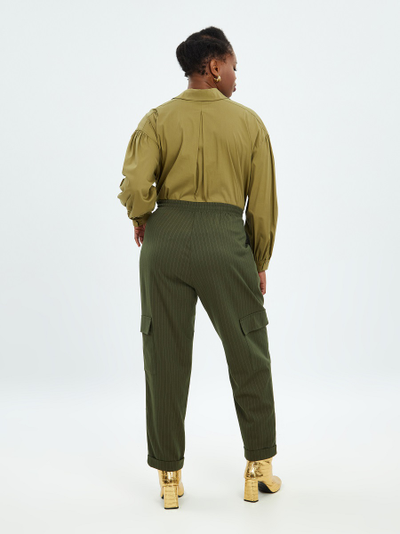 Брюки-карго хаки в полоску