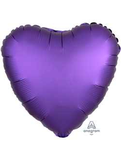 Шар Сердце, Сатин Люкс ,Пурпурный / Purple