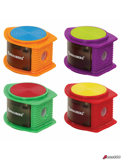 Точилка BRAUBERG «Flash», с контейнером, пластиковая, корпус ассорти. 228472