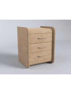 Прикроватная тумба MyCloud Барокко, со стеклом, из мебельной ткани, три ящика