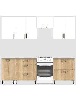 Кухня Эконом 2,1 метра (1300х800) Цвет: Белый/Дуб Вотан