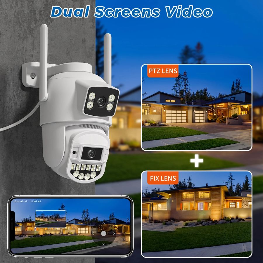 DE-WiFicam-02-5 уличная моторизированная WiFi (2,4 и 5 Ггц)/LAN охранная видеокамера с 2 объективами