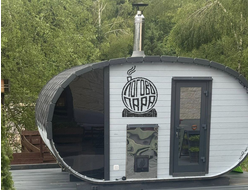Баня-бочка с панорамным остеклением "Полулуние"