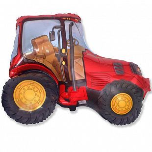 Шар фигура трактор красный