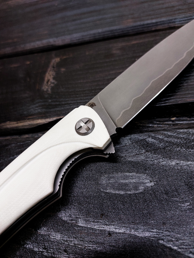 Складной нож Чиж-плюс сталь ламинат Васильева,  рукоять G10, цвет белый