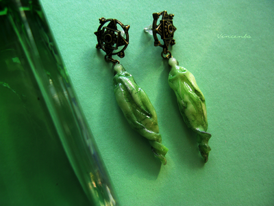 Нефритовый дух. Серьги в китайском стиле из холодного фарфора