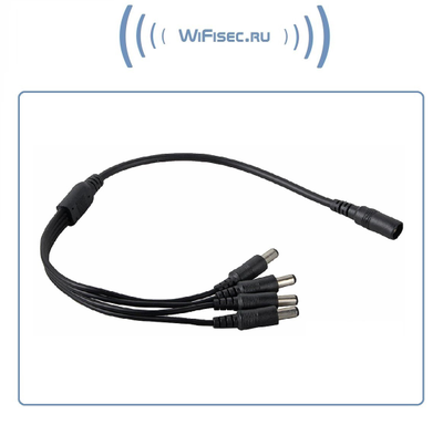 Разветвитель питания 12В 1->4 для устройств видеонаблюдения, чёрный