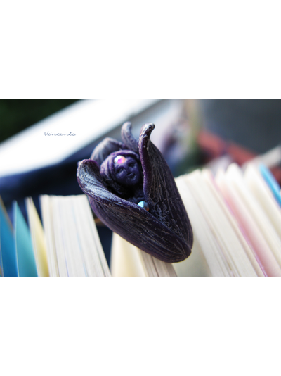 Ночная Фея (Фея Цветов). Авторское кольцо с цветком из полимерной глины и стразами Swarovski