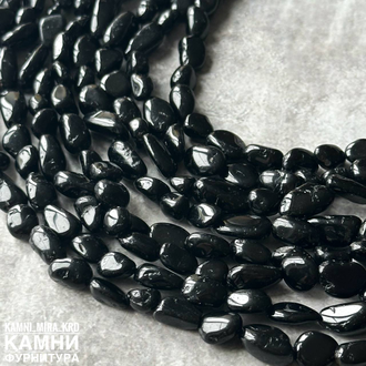 Турмалин шерл галтовка фри-форм 6-11 мм, цена за нить 20 см