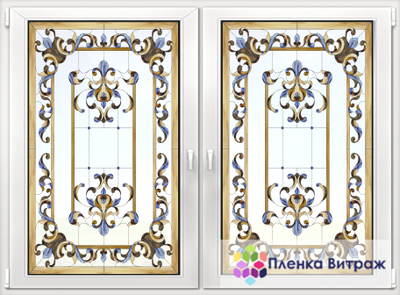 Витражная пленка, витражная пленка самоклеющаяся, пленочный витраж с классическим рисунком