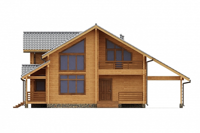 Двухэтажный дом "Истра 2" с навесом под автомобиль, 217 м2