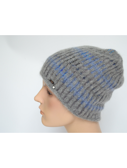 Серая вязаная женская шапка со стразами Vizio Италия 8007 CY фото