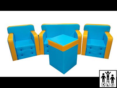 Детская игровая мебель "Малютка" голубой / желтый