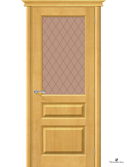 Дверь межкомнатная массив М5 Медовый Т-04/стекло Кристалл