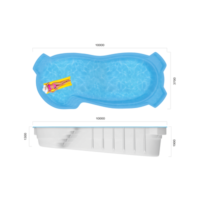 Композитный бассейн 10 х 3,7 х 1,3-1,9 "Мальта" Franmer