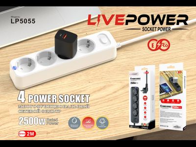 Сетевой фильтр-удлинитель Live-Power LP 5055 4 розеток 2000mm Black