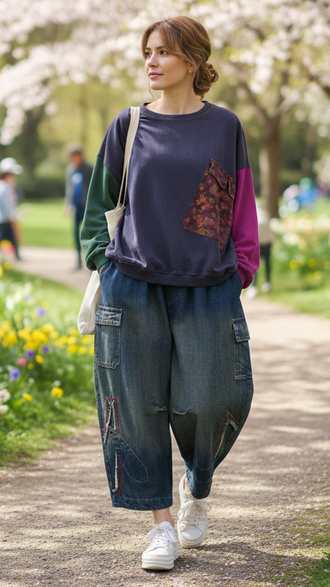 Джинсы "Карманы клапаны" синие р.48-54