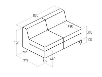 Модуль Everprof Monro двухместный Экокожа Черный