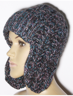 Екатеринбург. Ушанка женская "Три косы меланж" 11595  чёрная, бордо, св.серая, малина, жёлтая, розовая, синяя, красная, бирюзовая, джинс