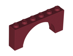 Arch 1 x 6 x 2 - Medium Thick Top without Reinforced Underside, Dark Red (15254 / 6267406)