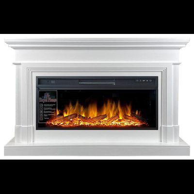 Линейный электрокамин Coventry белый с очагом Vision 42 LOG LED