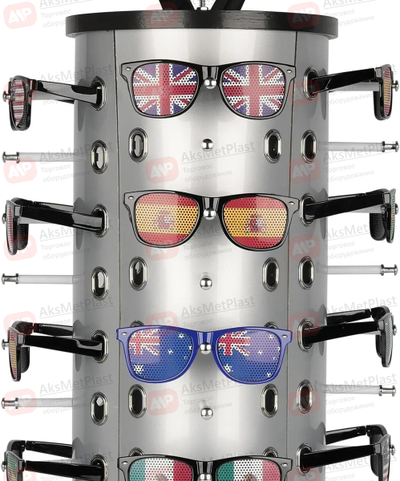 HG739 Стойка для очков настольная на 36 мест, пластиковая, вращающаяся, с зеркалами, без замков h=870 мм