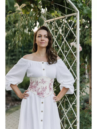 Вечерний корсет пояс на шнуровке молочный