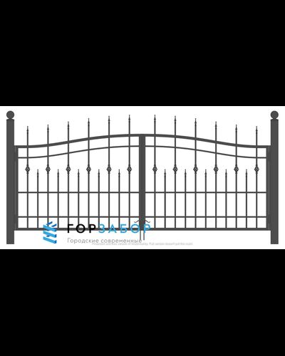 Установка распашные сварные ворота с элементами ковки KSZ15-36 с бетонированием столбов