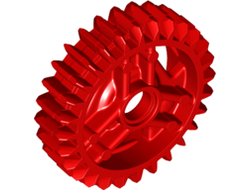 Technic, Gear 28 Tooth Double Bevel with Pin Hole, Red (65413 / 6285646)