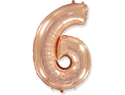 Цифра 6 розовое золото