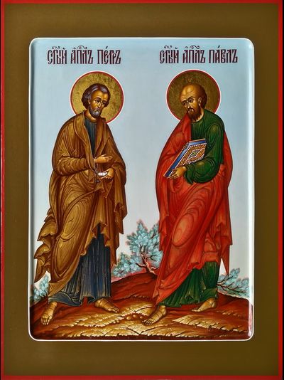 Святые Апостолы Петр и Павел. Рукописная икона.